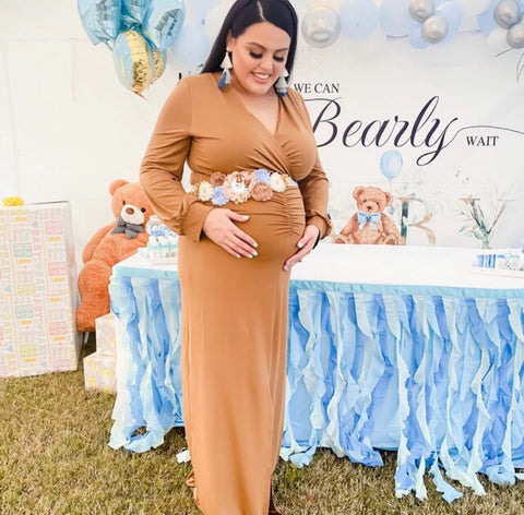 Brown Teddy Bear Baby Shower Maternity Sash