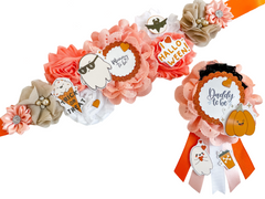 Orange Ghost Halloween Baby Shower Maternity Sash